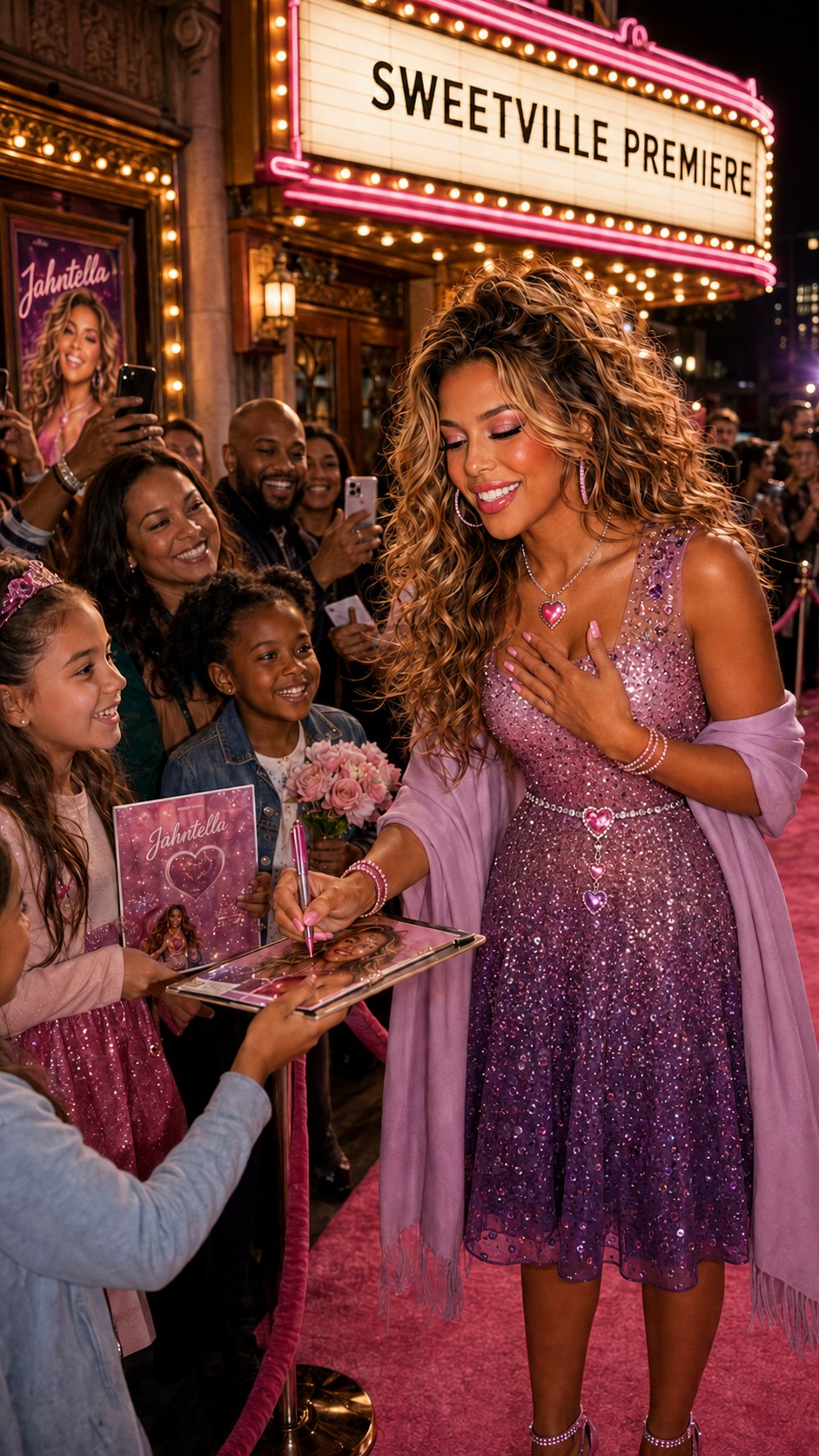 Jahntella signing autographs at the Sweetville premiere